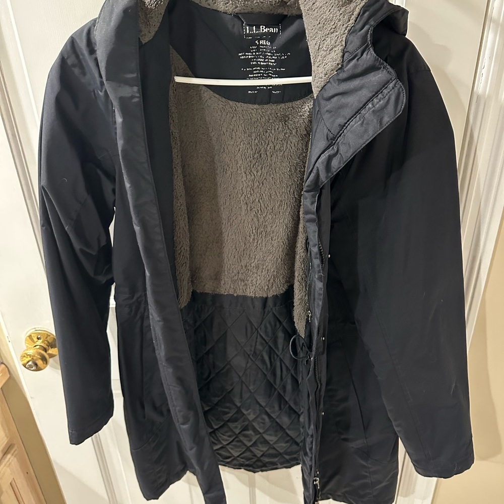 L.L. Bean Black and Gray Fleece-Lined Jacket